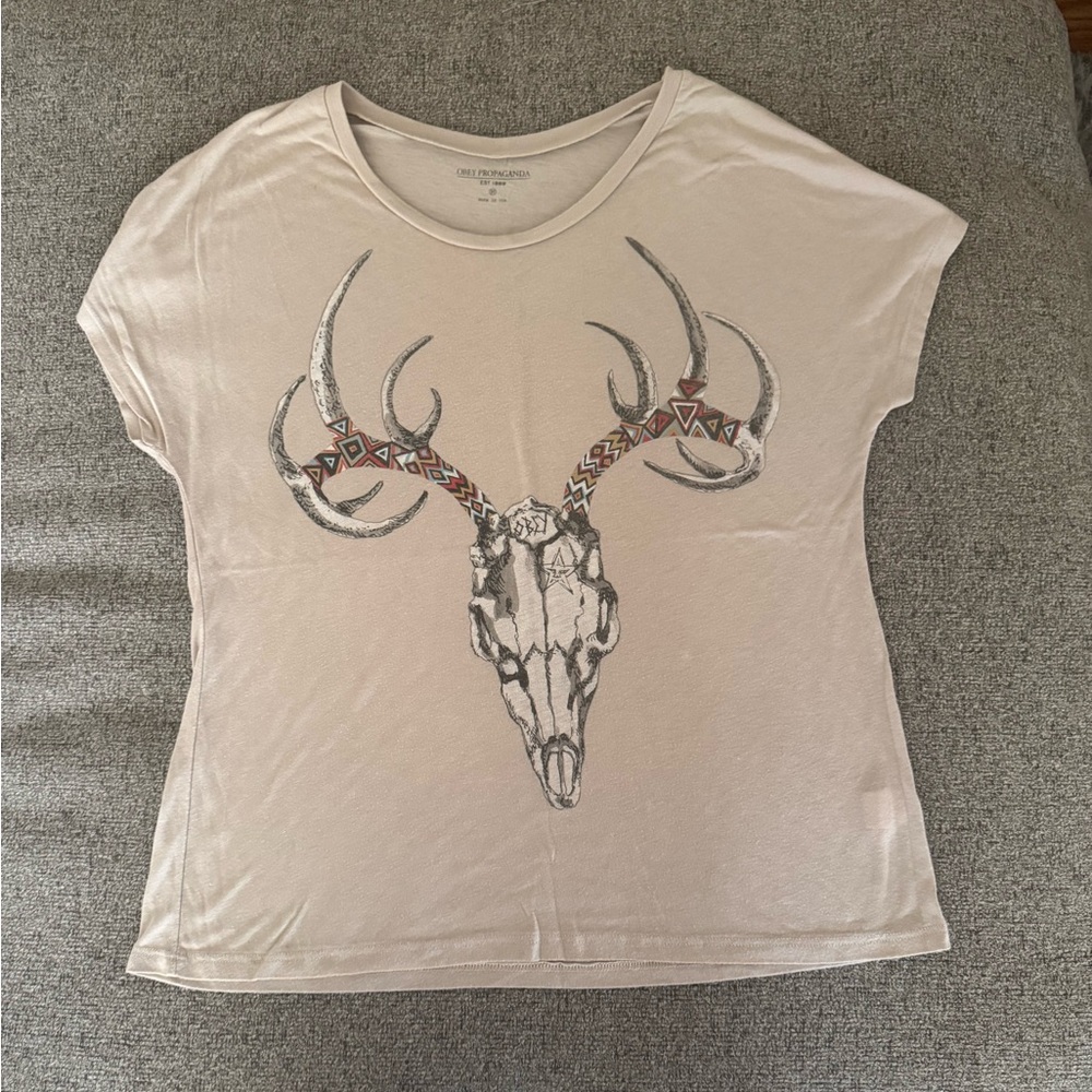 Obey Cream Antler Graphic Tee
